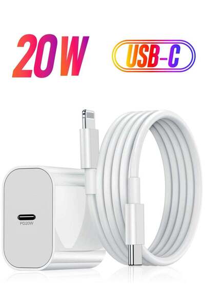 Shopi عبوة من قطعتين من محولات الطاقة USB-C للشحن السريع بقدرة 20 واط وكابل U...