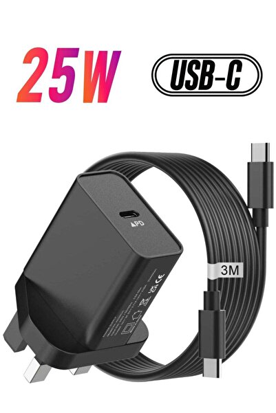 Shopi شاحن سريع USB-C بقوة 25 واط مع كابل بطول 3 أمتار، شاحن فائق السرعة لهوا...