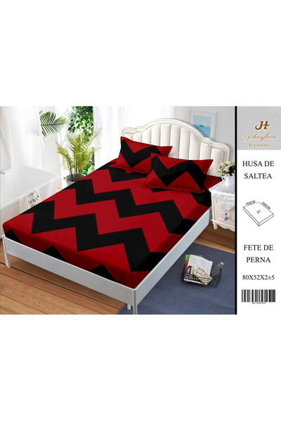 FIONNA.RO Satin Cotton Cover With Stretchy And Pillowcases 160X200cm - Zig Za...