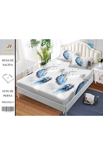 FIONNA.RO Satin Cotton Cover with Stretchy and Pillowcases 180x200cm - Grey w...