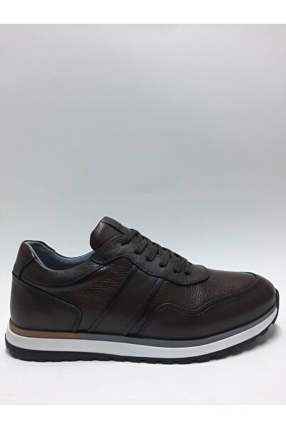 HİDAYET ÖZEL Genuine Leather Lace-Up Brown Daily Comfortable Men's Shoes