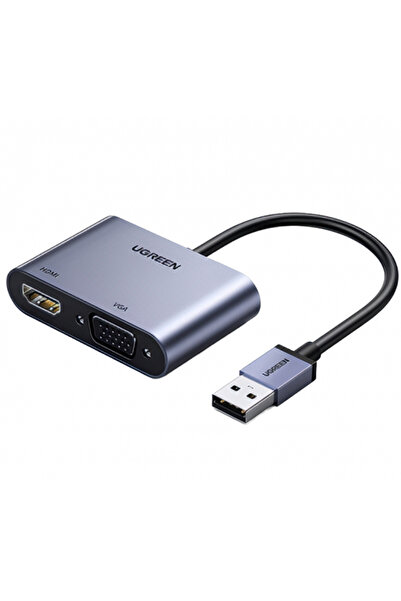 Ugreen Adaptor Video CM449, USB-A - HDMI / VGA, Gri