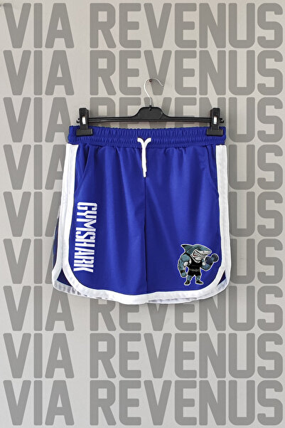 Vordevia Shark Printed Gym Unisex Retro Varsity Sports Training Shorts
