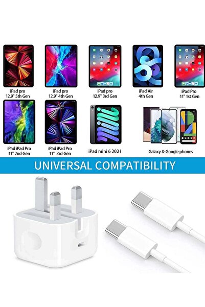 Shopi شاحن ومقبس USB-C لجهاز iPad Pro، شاحن حائط سريع بقوة 20 واط مع كابل شحن...