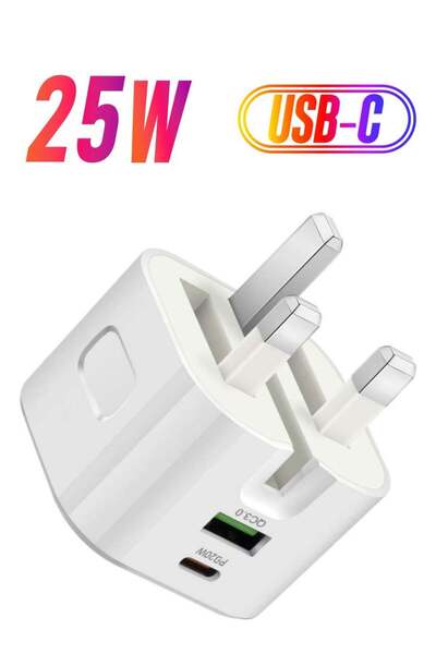 Shopi شاحن ثنائي المنافذ USB-C بقدرة 25 واط، شاحن جداري قابل للطي، محول سفر I...
