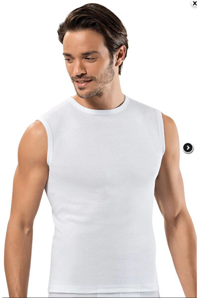 Erdem Men'S, 100% Cotton, Ribbed Sleeveless Closed Collar 3-Piece Undershirt