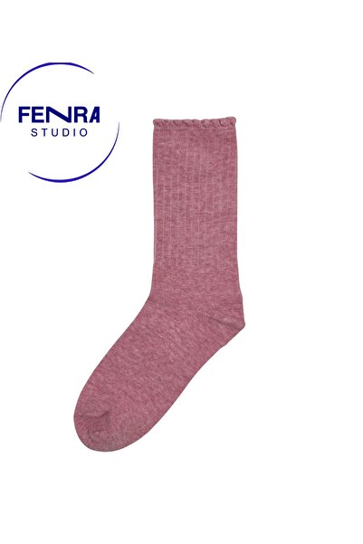 FENRA STUDIO Toeless Seamless Women's Derby Pink Ruffle Cotton Socks
