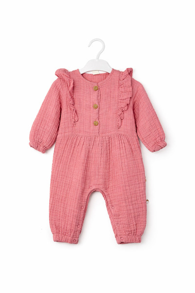 AURAKİDS MÜSLİN GÜL KURUSU KIZ BEBEK TULUM