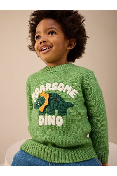 Next Baby Cotton Green Dinosaur Patterned Knitted Sweater