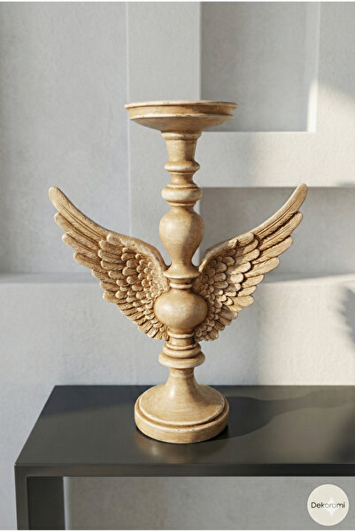 Dekoromi Dekoratif Melek Kanatlı Şamdan ve Mumluk (30x22cm) Dekorasyon ve Hed...