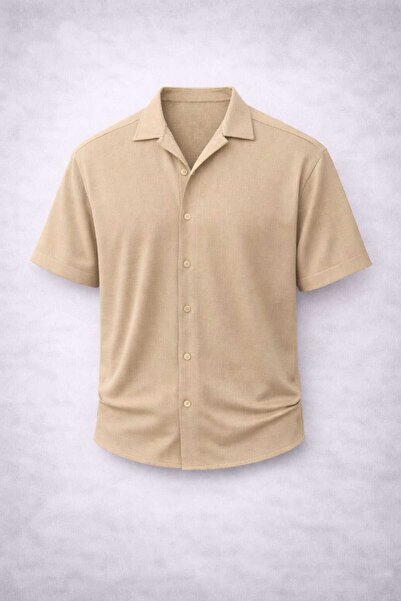 threeoff Premium Slim Fit Ayrobin Linen Short Sleeve Men's Shirt