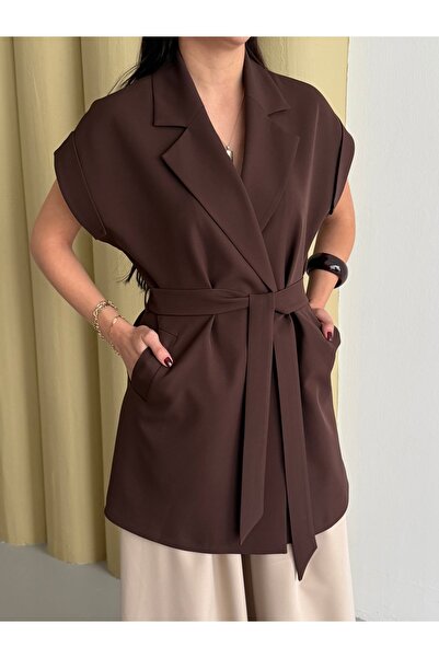 Nadrina Long Low Sleeve Belted Vest