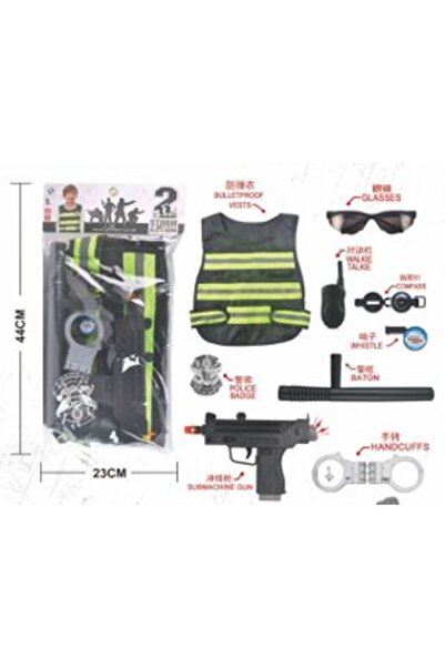 PlayFun Set Poliție cu Mitralieră, Vestă Antiglonț și Efecte Luminoase
