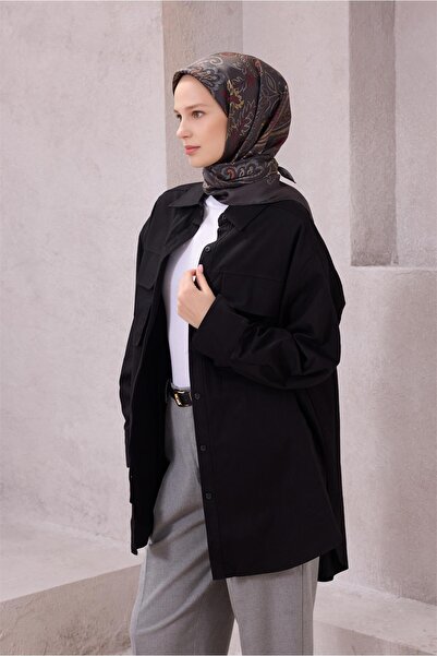 Belli وشاح تيفيل من الحرير الخالص IST 4207-07 بنمط منقوش باللون الأنثراسيت وا...