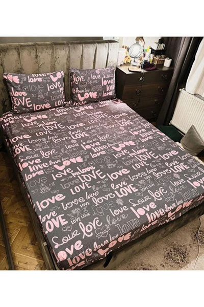 mihriban Single & Double Cotton Bed Sheet Love Pattern Non-Elastic (Bed Sheet...