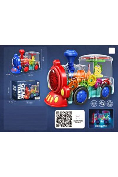 PlayFun Locomotivă Electrică Transparentă cu Roți Dințate și Lumini