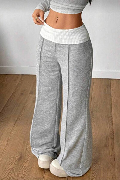 İlayda Toprak Daizy Gri Kemer ve Önden Dikiş Detaylı Düşük Bel Bol Kalıp Cool...