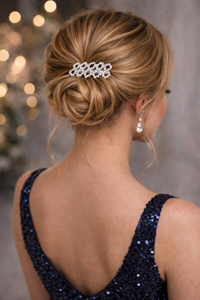 mertyavm Taşlı Abiye Gelin Saç Tokası – Işıltılı Kristal Detaylı Topuz Tokası...