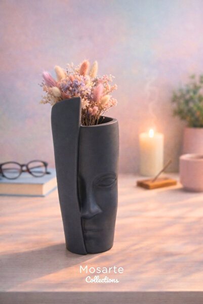 Mosarte مزهرية / تمثال زخرفي على شكل وجه واحد 30 سم