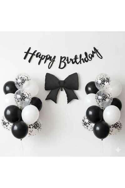 ÇITIPITISTORE Black Bow Birthday Concept Party Balloon Set
