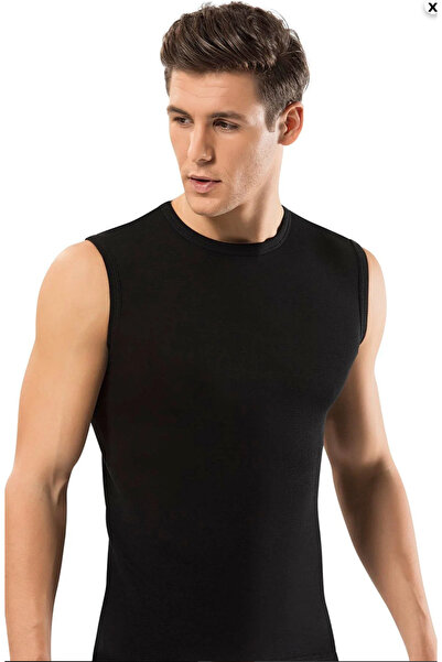 Erdem Men'S, 100% Cotton, Ribbed Sleeveless Closed Collar 3-Piece Undershirt