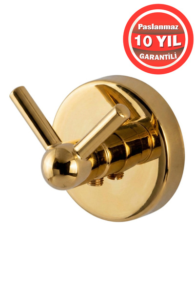 BanyomHome Altın Gold Paslanmaz Pirinç Karaca Çiftli Bornozluk Banyo Askısı –...