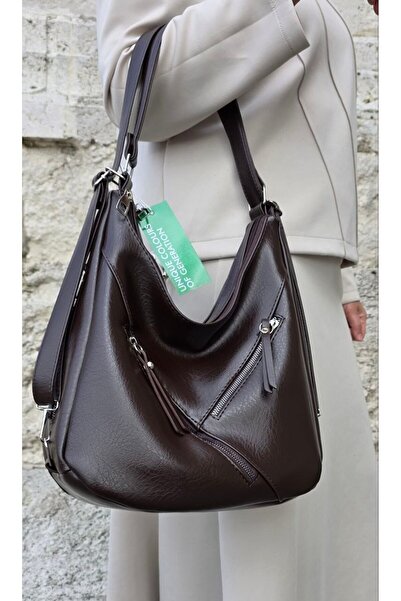 ÇANTAM GELSİN Women's 5-Section Shoulder and Backpack with Two Main Compartments