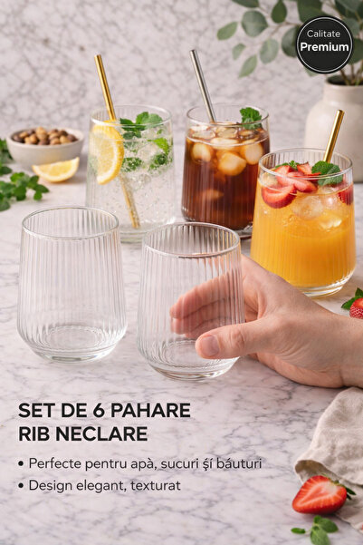 NiLE Set de 6 pahare mici Hawaii, 250 ml – Pahare pentru apă, suc și cocktail