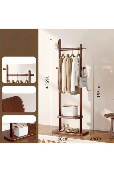 Generic Stylish wooden clothes rack with storage shelf – a modern design for ...