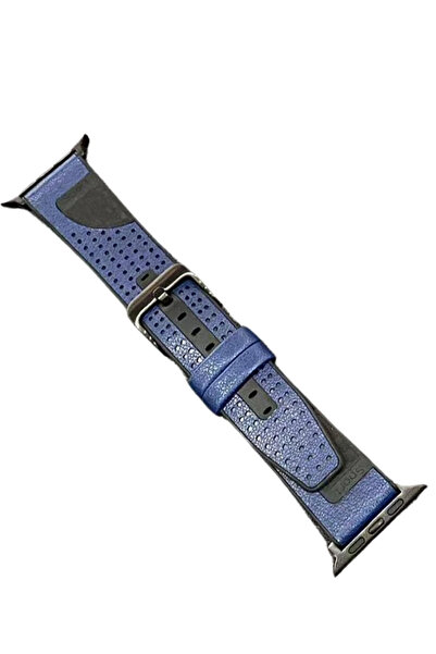 isiltikidsmoda ساعة موينشي بسوار جلد بني مقاس 45 ملم - أزرق داكن