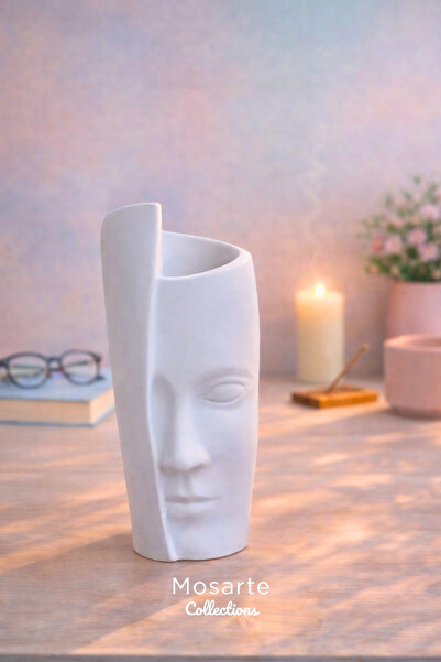 Mosarte مزهرية / تمثال زخرفي على شكل وجه واحد 30 سم