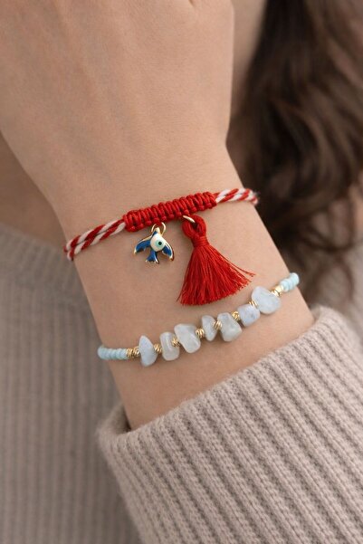 Vera Food Martenitzka and Broken Natural Stone Turquoise Bracelet