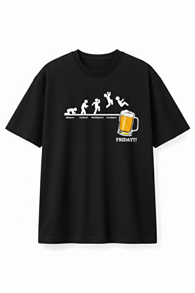 YRN COLLECTION Tricou casual din bumbac, negru, alb, supradimensionat, cu des...