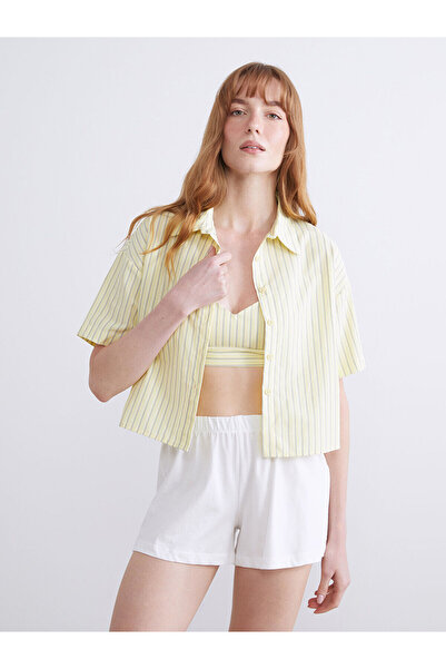 LC Waikiki Vizyon New Season Striped Women's Pajama Top and Bustier 2-Piece Set