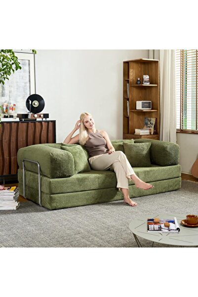 puffiber Fitilli Kadife Kumaş Dönüştürülebilir Kanepe Yatak,Konforlu Yer Yata...