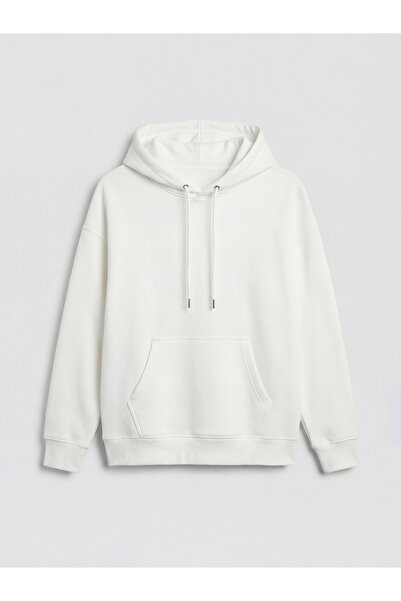 LC Waikiki Koor Sport White Kangaroo Pocket Oversize Women's Hoodie
