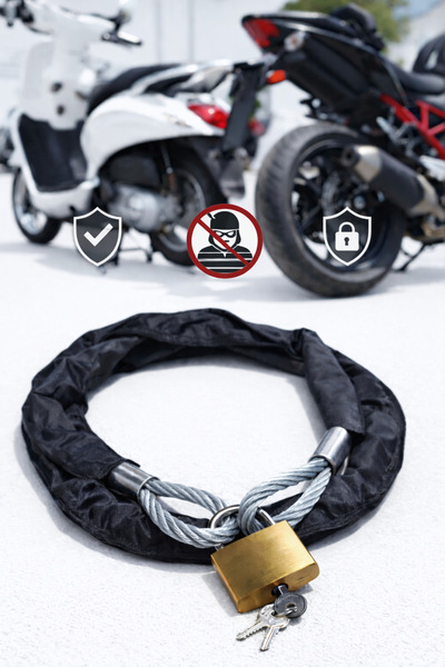 Vi Caro 10 mm Motor Zincir Kilit 150 cm Çelik Halat Güvenlik Kilidi Scooter B...