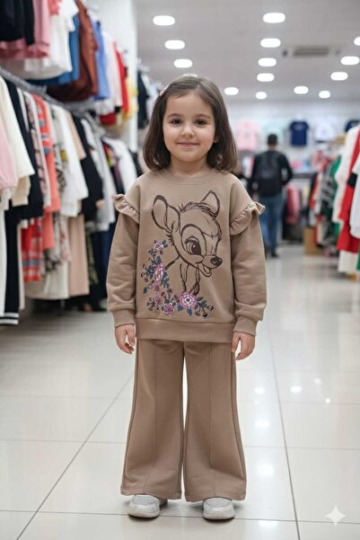 Yağmur Giyim Set de trening pentru fete, cu imprimeu cu cerb, 100% bumbac, cu...