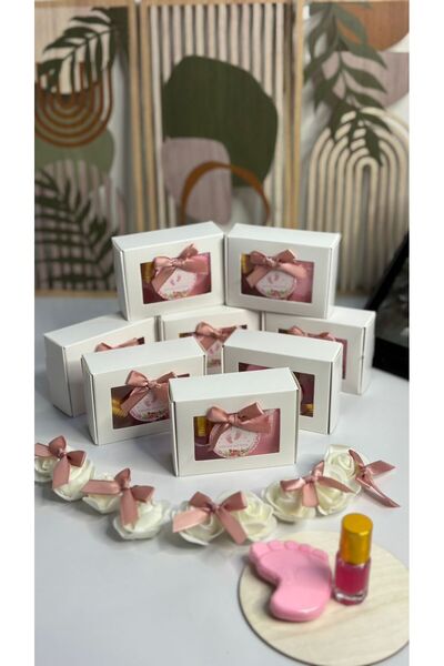 BEAUTY&GIFTS 10 pink baby foot-shaped soap dispensers, 10 pink musk lotions, ...