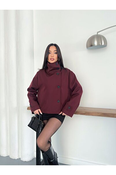 Ekim Store Dik Yaka Düğmeli Trenç Ceket