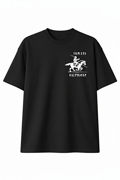 YRN COLLECTION Tricou casual din bumbac, negru, alb, supradimensionat, cu des...