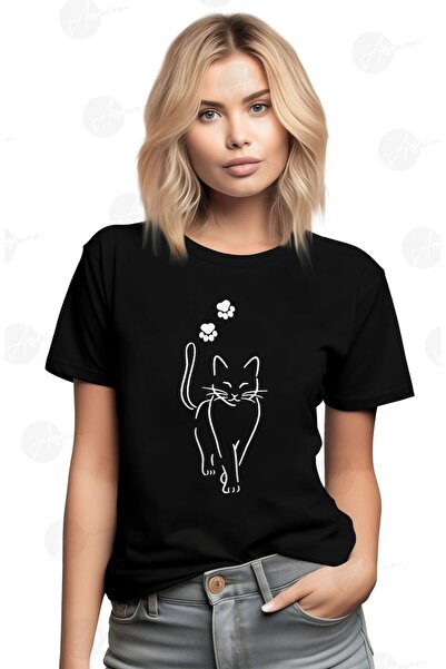 ARREVIAN Women's T-shirt Cat, Feline Walk