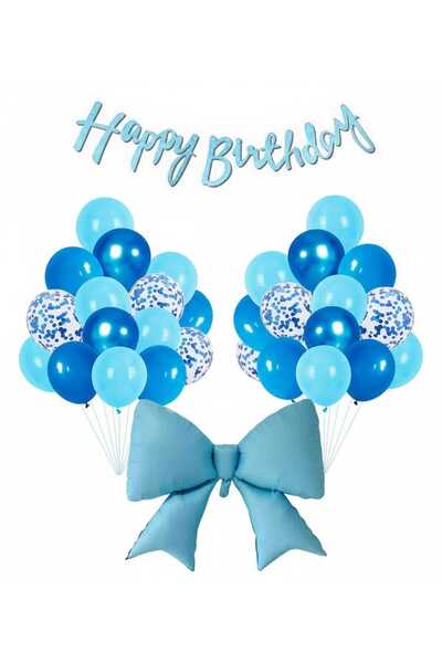 DÜVENCİ TİCARET Σετ μπαλονιών για πάρτι γενεθλίων με μπλε φιόγκο