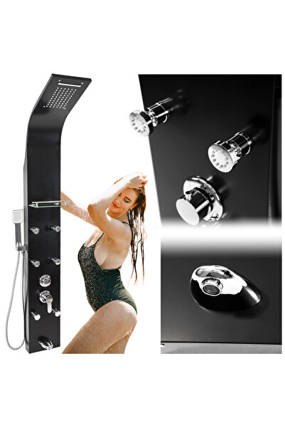 Other Matt Black Hydromassage Shower Panel with Shelf