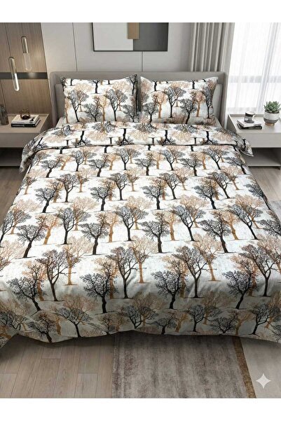 Arma Concept Double Bed Tree Patterned Duvet Cover Set & 4 Pillowcases + Fitt...