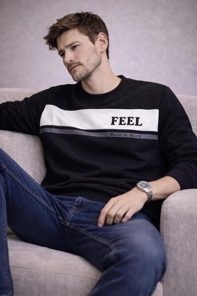 The Feel Marcel Men's Regular Fit Crew Neck Slim Sweatshirt