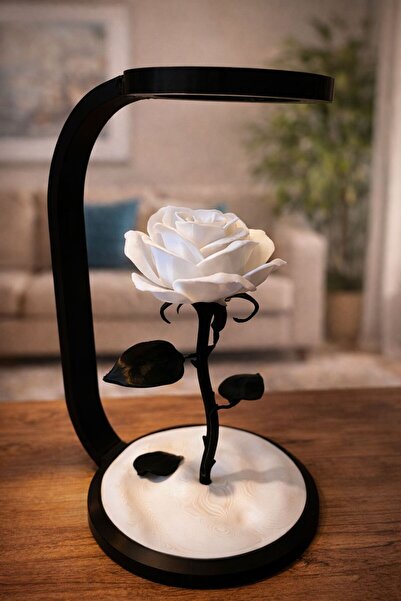 mira atelier Gül şeklinde siyah beyaz ışıklı lamba