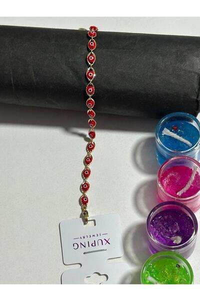 XUPING JEWELRY Thin Red Evil Eye Beaded Steel Bracelet
