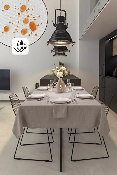 cotton maison Dertsiz Panama Linen Premium Tablecloth - Water and Stain Repel...