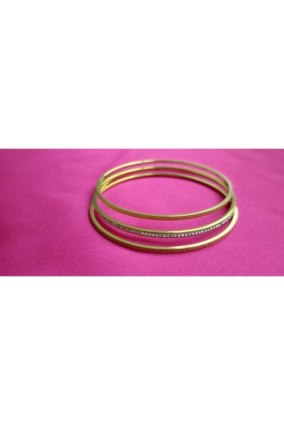 shop 316L, Steel 3-Piece Gold Bracelet Set with Stones and Silvery Combination – Women's Stylish Gold Color Bracelet